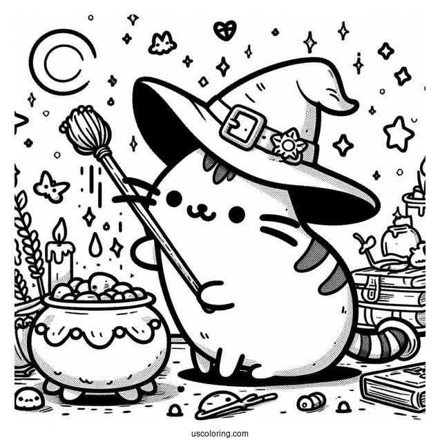Halloween Witch Pusheen Casting a Spell