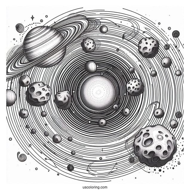 Solar System Map With Asteroid Belt Coloring Page