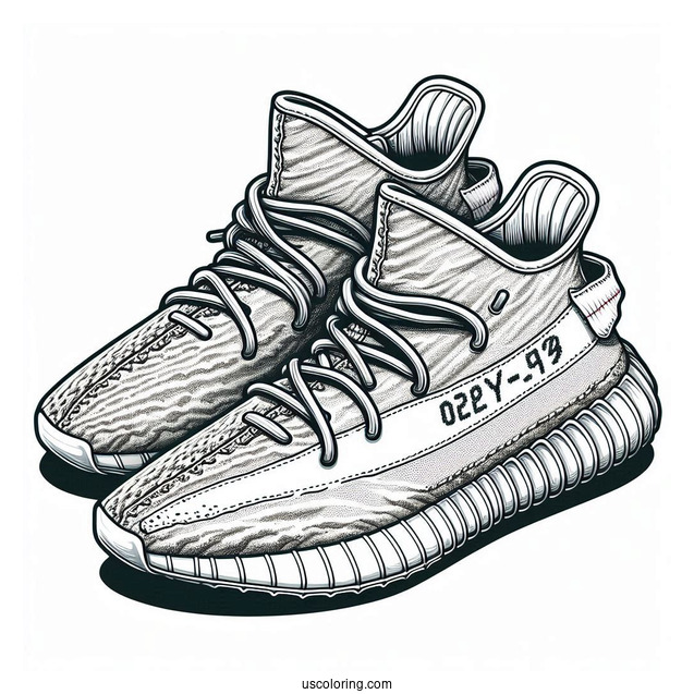 Yeezy x Adidas Running Sneakers Coloring Page