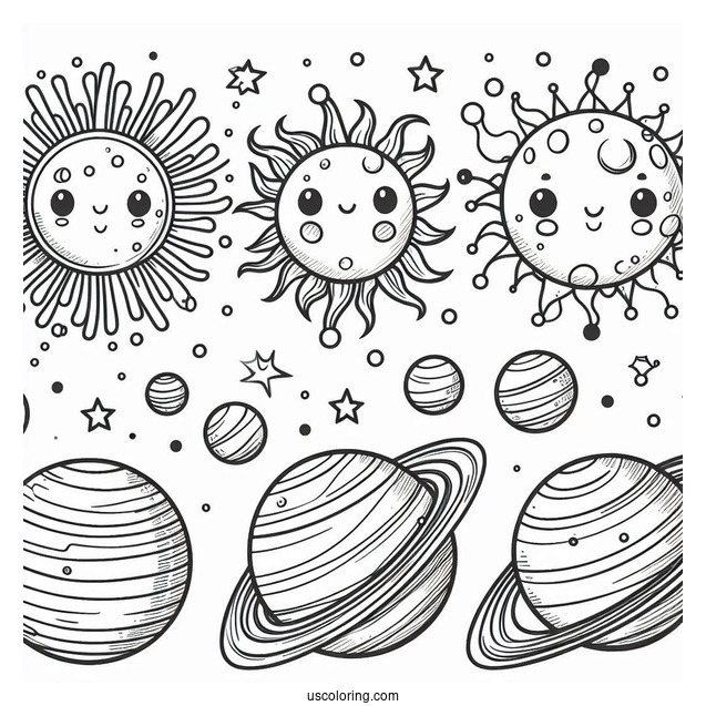 Cartoon Coloring Page Of The Solar System