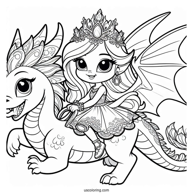 Shimmer And Shine Coloring Page Of And Leah Riding A Dragon