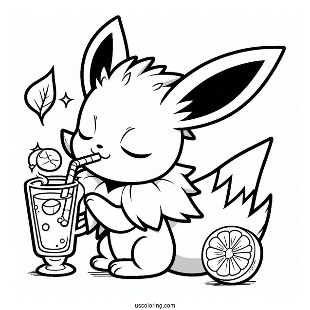 Jolteon Coloring Page Drinking Lemon Tea For Kids