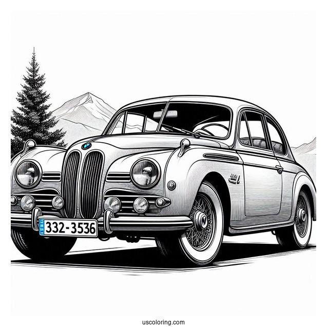 Vintage 328 BMW Coloring Page