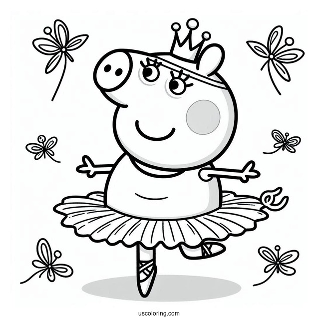 Peppa Pig Ballerina Coloring Page For Kids