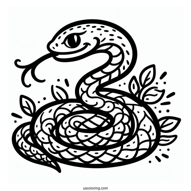 Curled Up Snake With Tongue Out