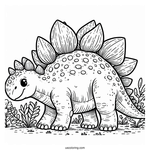 Large Stegosaurus Coloring Page Walking