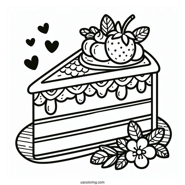 Cake Slice Outline Coloring In For Preschoolers