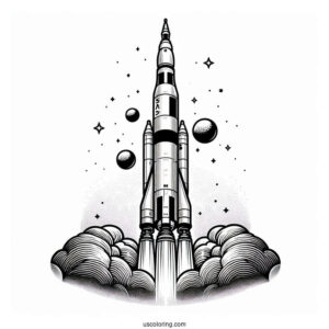 NASA Saturn V Rocket In Space To Color