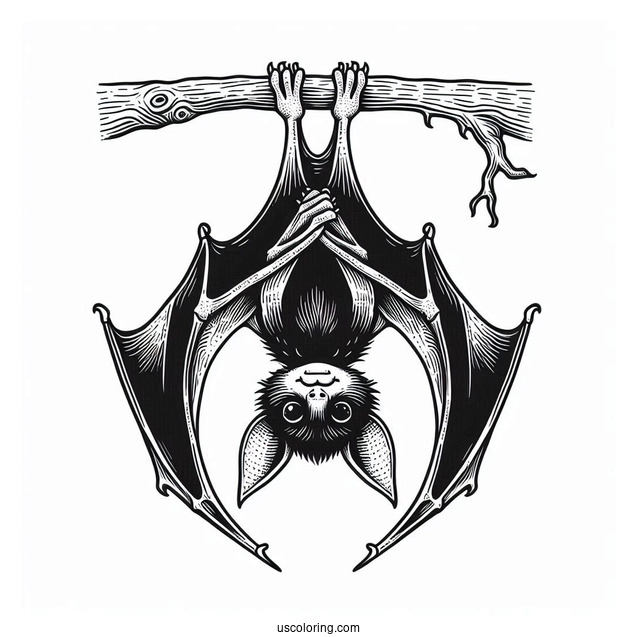 Upside Down Bat Coloring Page