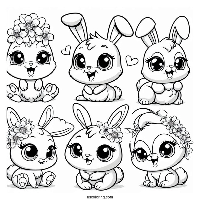 Sunny Bunnies Coloring Page Iris, Hopper, Shiny, Big Boo, And Turbo