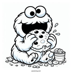 Coloring Sheet Of Cookie Monster Eating Cookie