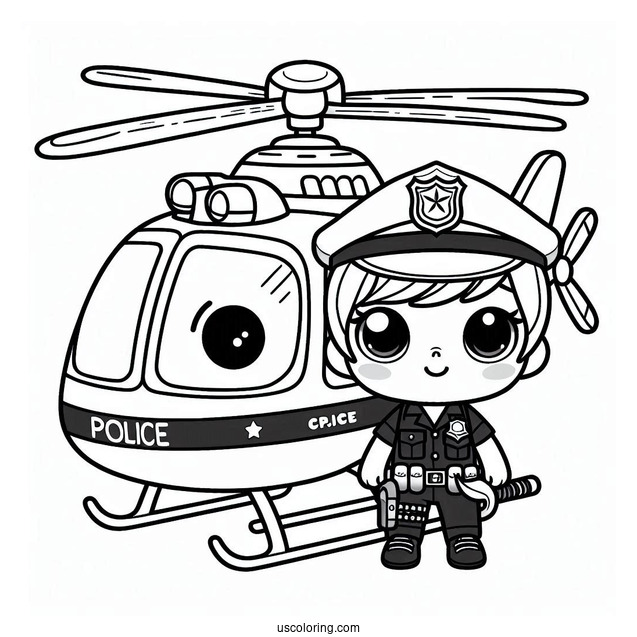 Police Helicopter Coloring Page For Kids
