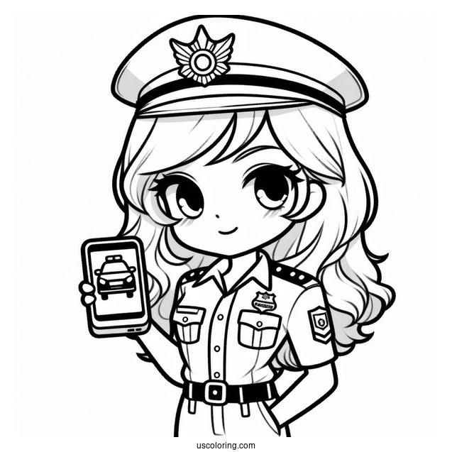 Traffic Control Police Officer To Color