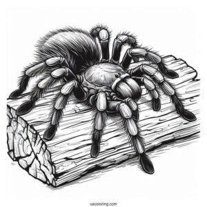 Tarantula Spider Resting On Log To Color