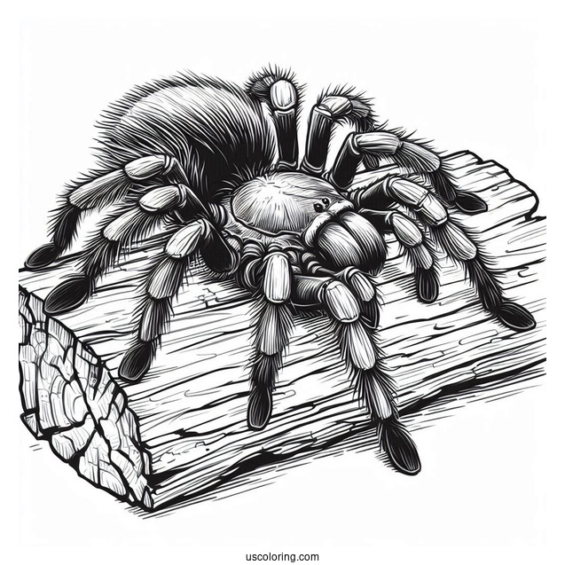 Tarantula Spider Resting On Log To Color