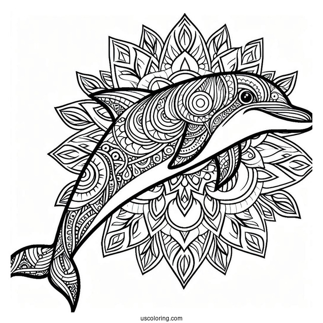 Mandala Dolphin Coloring Page For Adults