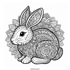 Complex Rabbit Coloring Page Mandala