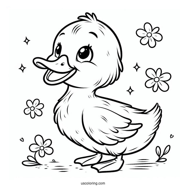 Simple Outline Of a Duckling To Color