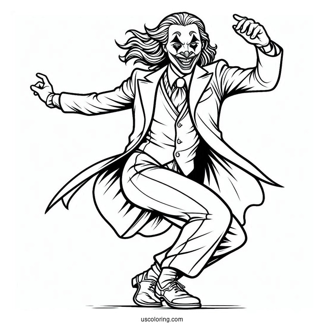 Detailed Coloring Sheet Of Joker Dancing