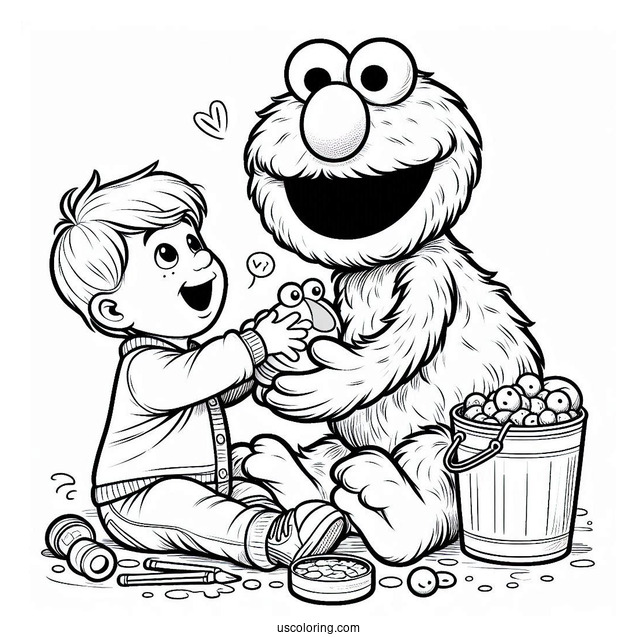 Elmo Playing With Kid Muppet