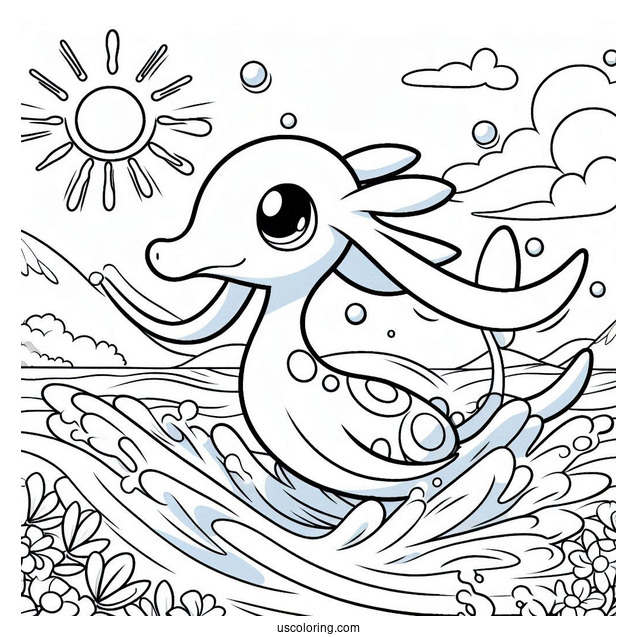 Milotic Traveling By Sea To Color