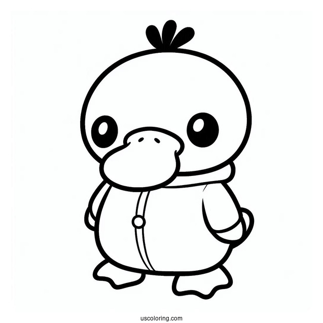 Cute Psyduck Coloring Page In A Onesie For Kids