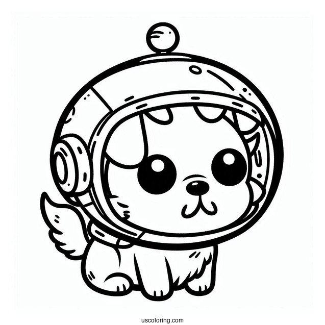 Rick and Morty Coloring Page Of Cute Snuffles the Dog in Space Helmet For Kids