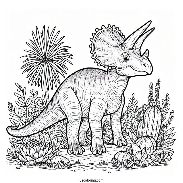 Parasaurolophus Coloring Page With Triceratops