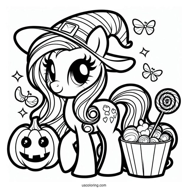 Trick-or-Treat My Little Pony Coloring Sheet