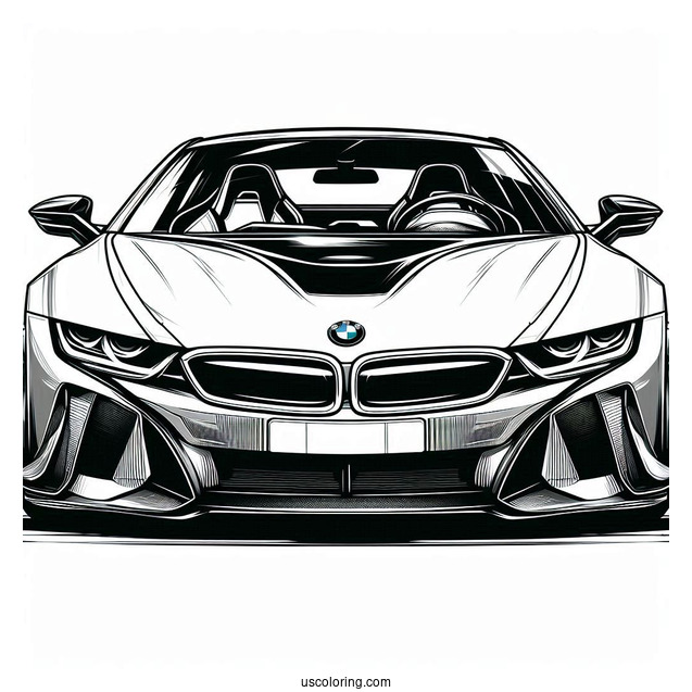 Front Of BMW Coloring Page i8 Race Car
