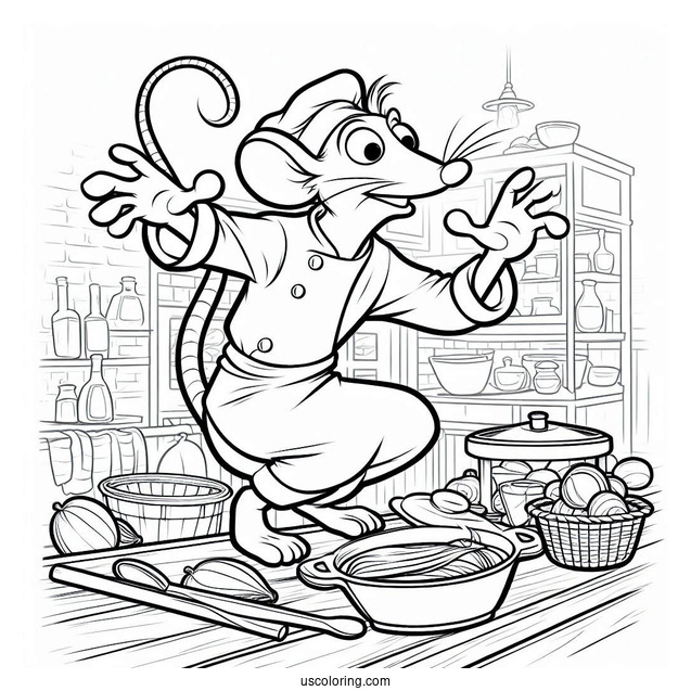 Skinner Catching Ratatouille Coloring Page In the Kitchen