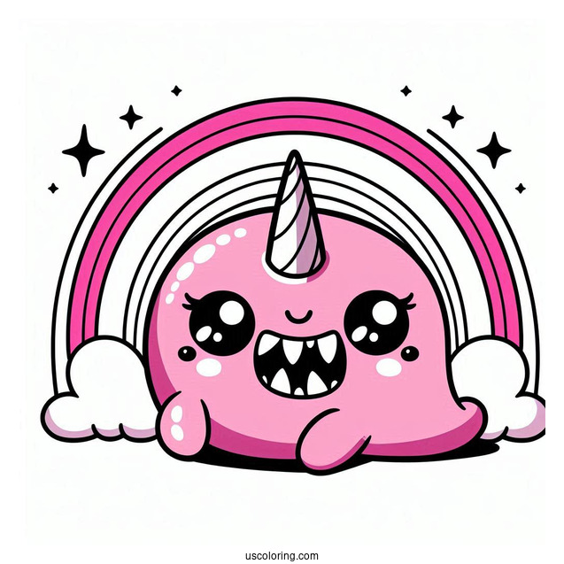 Pink Rainbow Friends Coloring Page With Sharp Teeth