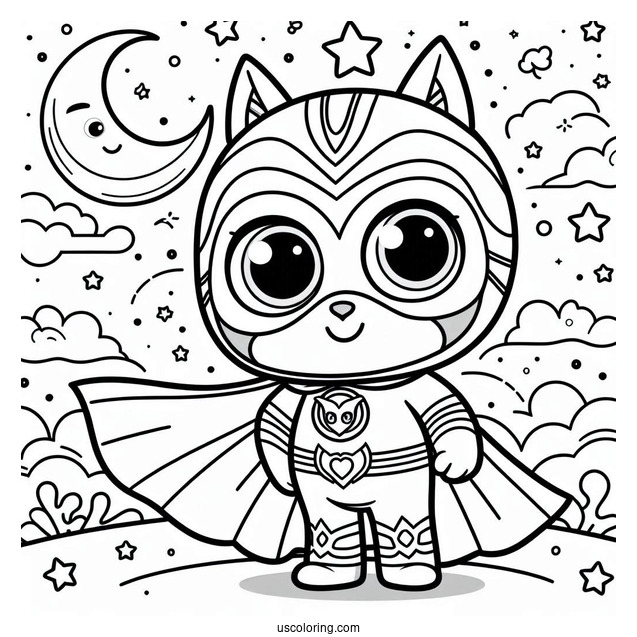 PJ Masks Coloring Page Of Space Owlette Holding Cape