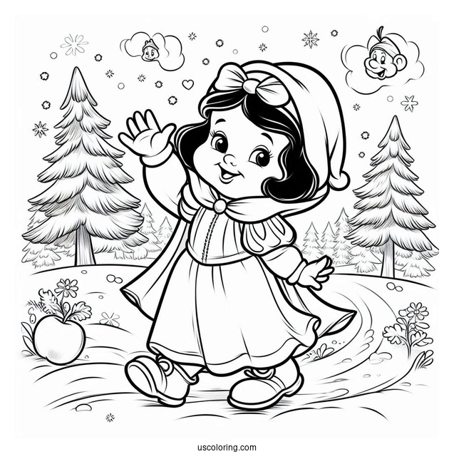 Snow White Coloring Pages Of Dopey Dwarf Waving For Kids