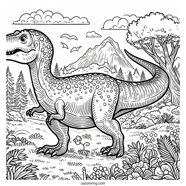 Dinosaur Coloring Page Of Ouranosaurus Strolling In Nature