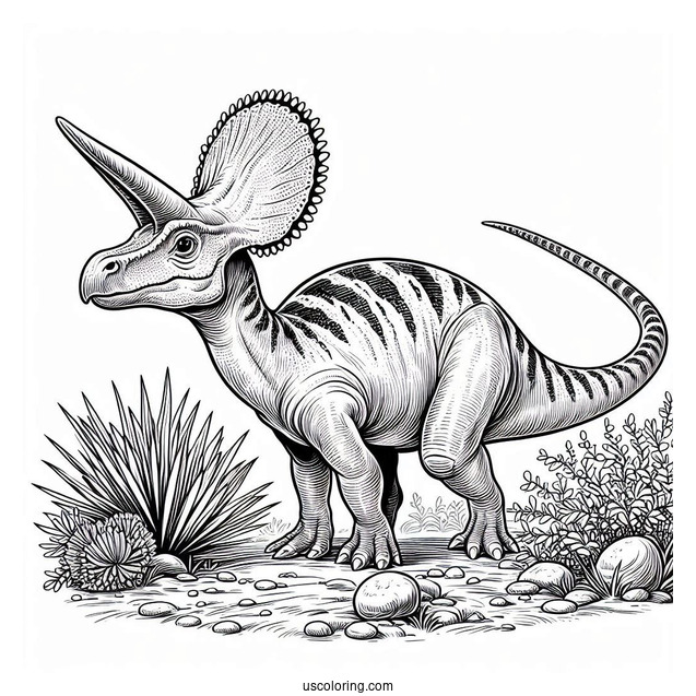 Realistic Parasaurolophus Coloring Page