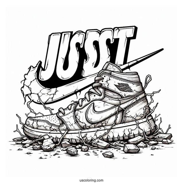 Nike Coloring Page Of Crumbling Just Do It Logo