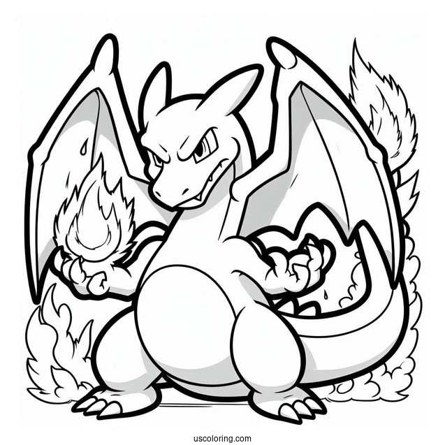 Angry Charizard Coloring In For Preschoolers