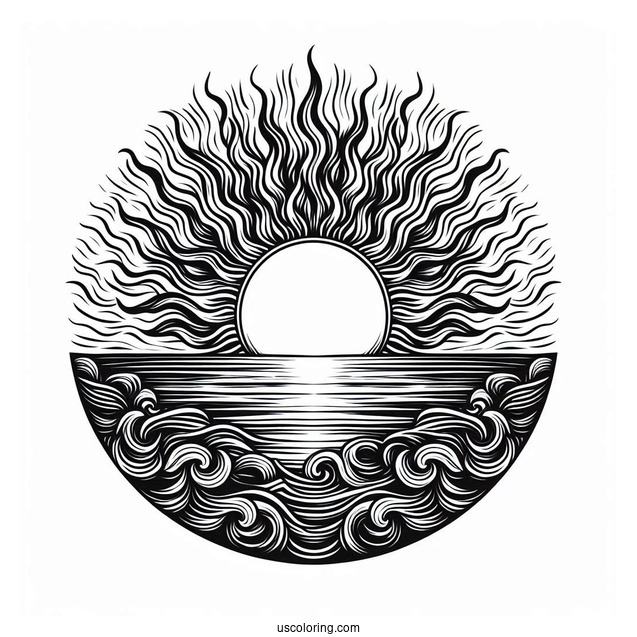 Large Smouldering Sun Over Ocean