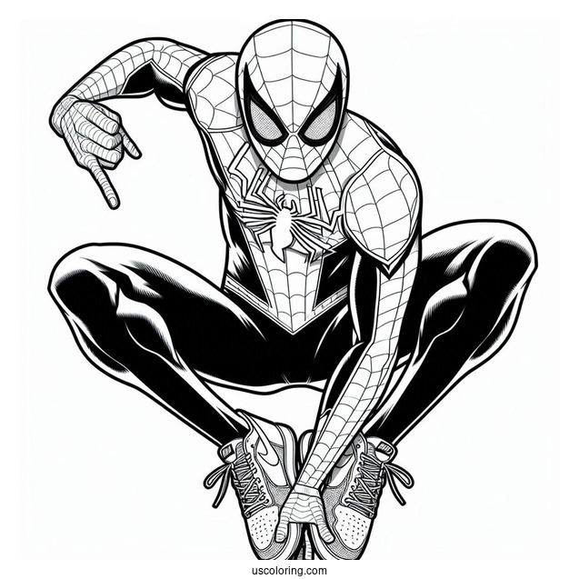 Miles Morales Spider Man In Nike Coloring Page Jumpman Pose
