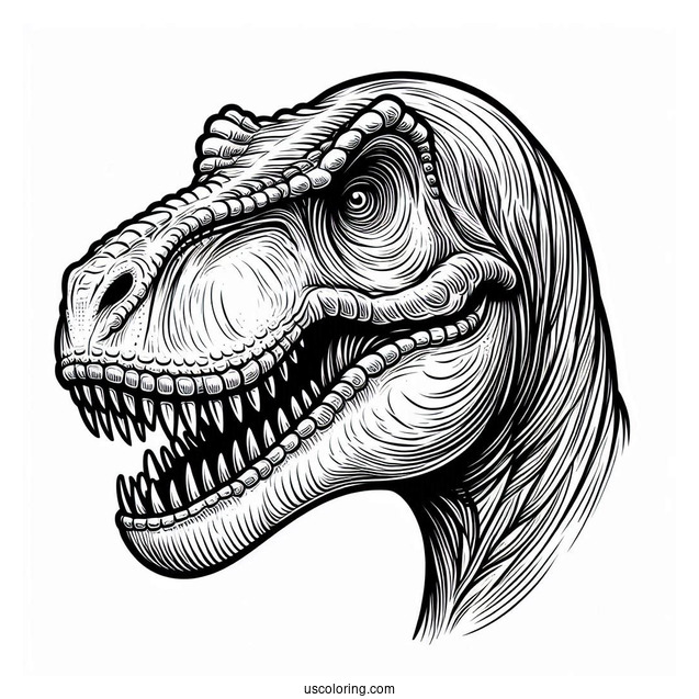 Close Up Of T-Rex Head Coloring Sheet