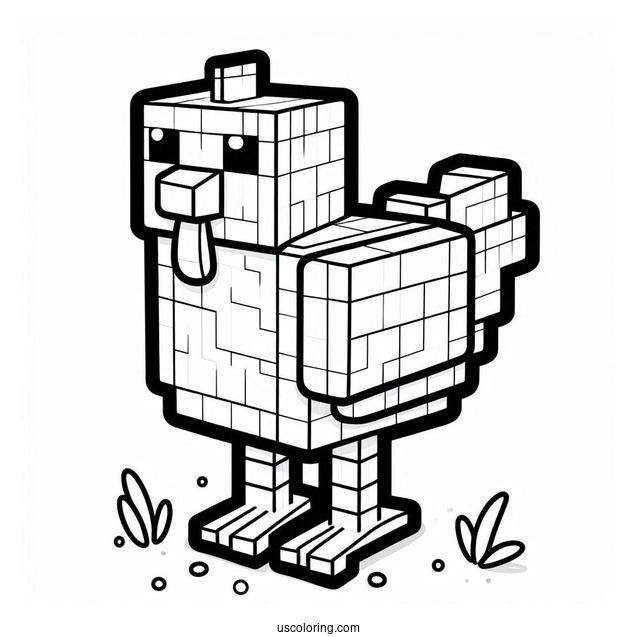 Minecraft Chicken Coloring Sheet