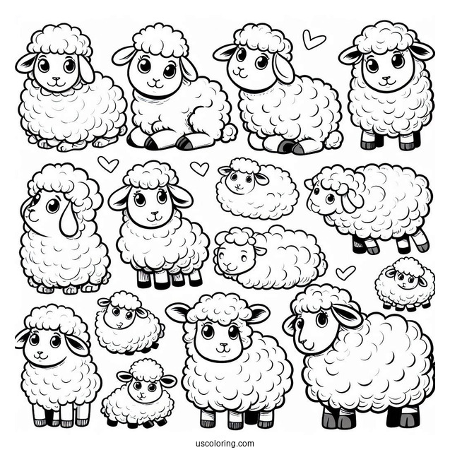 Flock Of Sheep Coloring Sheet