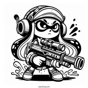 Agent 3 Using Hero Shot Splatoon Coloring Page