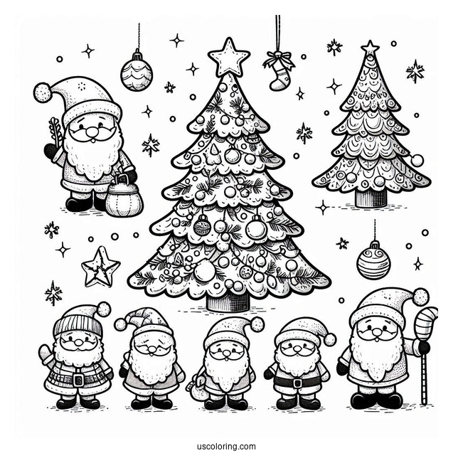 Christmas Trees With Mini Santas