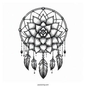 Succulent Coloring Page Dreamcatcher