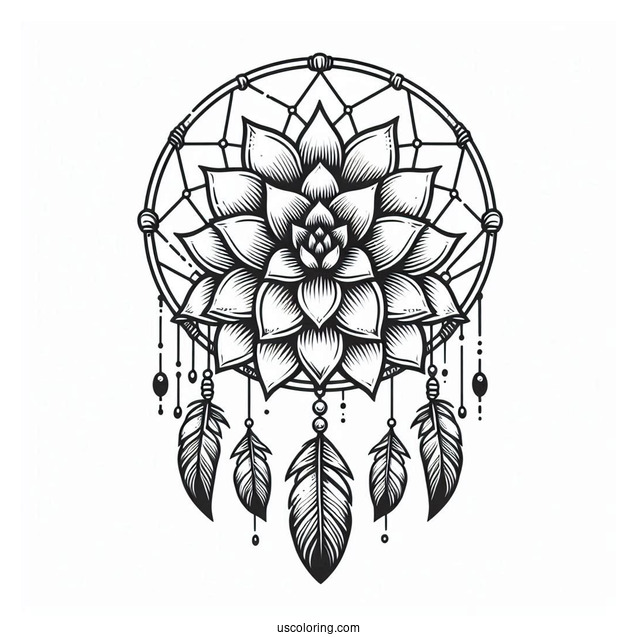 Succulent Coloring Page Dreamcatcher