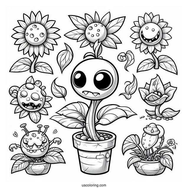 Various Plants From Plants Vs Zombies