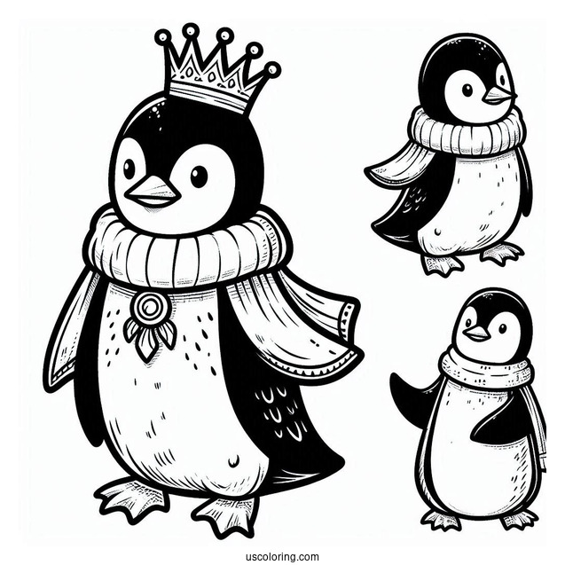 King Penguin Coloring Sheet For Kids