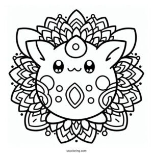 Togepi Flower Mandala Coloring Sheet